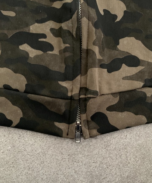 lilful パーカー 「25年秋冬新作」迷彩柄 ショート丈ダブルジップ