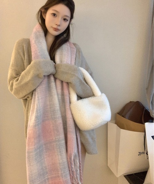 希少♡316cm♡美品♡ジャンポール ゴルチエ モヘア チェック 大判 マフラー マフラー ストール チェック柄 モヘアライク レディース : ZOZOTOWN