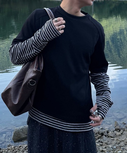 Gaphos（ガフォス） tシャツ VネックシアーボーダーTEE メンズ