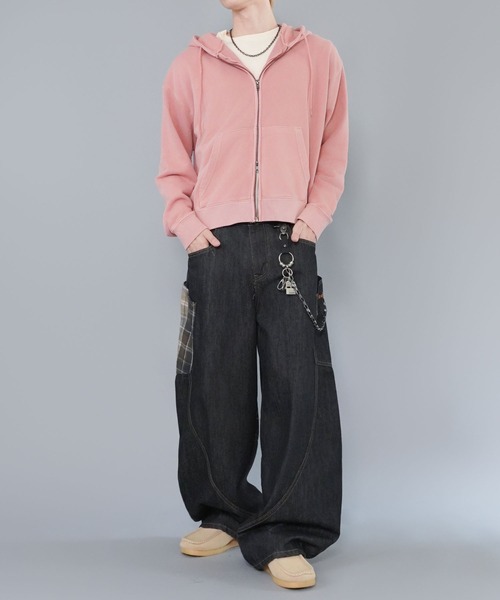 SPINNS（スピンズ） パーカー 短丈ダブルジップパーカー/プレーン/無地