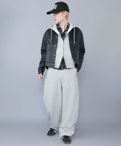 SPINNS（スピンズ） パーカー 短丈ダブルジップパーカー/プレーン/無地