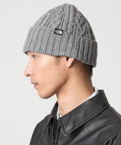 【えりもん】ノースフェイス ケーブルビーニー ニットキャップ(黒&グレー) THE NORTH FACE（ザ ノースフェイス） ニット帽 ニットキャップ 「THE