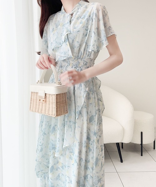 「mily bilet」 半袖ワンピース X-LARGE ブルー レディース_画像8