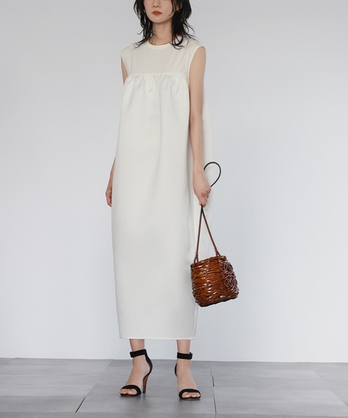 「ELFRANK」 ノースリーブワンピース FREE オフホワイト レディース_画像4