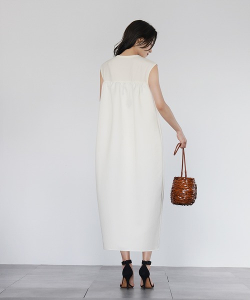 「ELFRANK」 ノースリーブワンピース FREE オフホワイト レディース_画像6