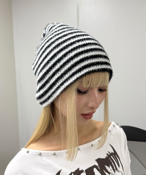 ⑥ イタリア製 ボーダー knit ニット帽 ニット帽 ニットキャップ ボーダーニットキャップ レディース メンズ