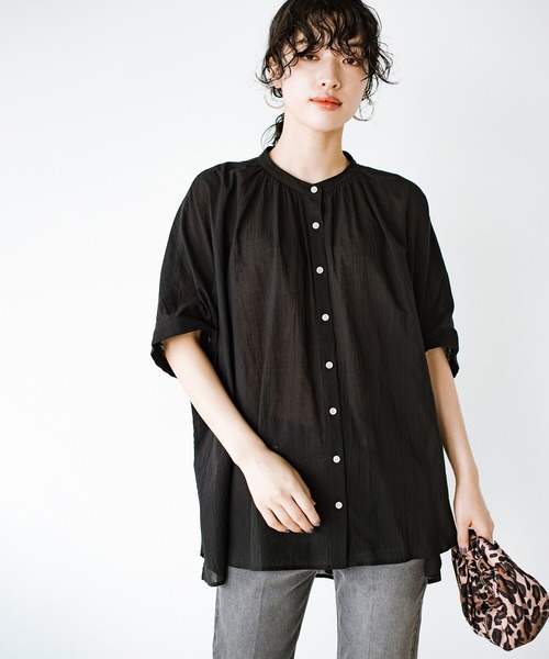 「haco!」 半袖ブラウス MEDIUM ブルー レディース_画像2