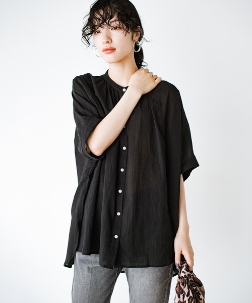 「haco!」 半袖ブラウス MEDIUM ブルー レディース_画像3