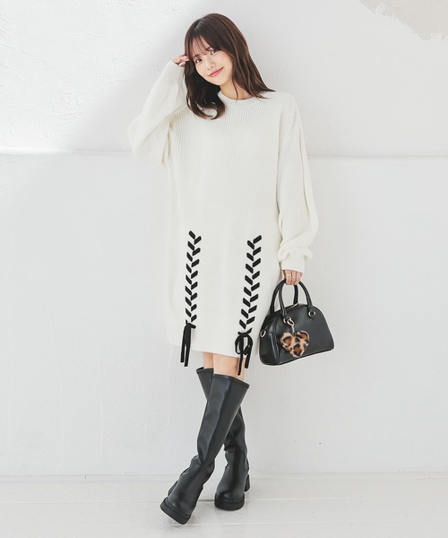 Honeys（ハニーズ） ワンピース レースアップニットワンピ : ZOZOTOWN