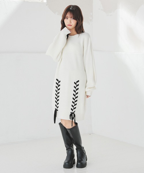 Honeys（ハニーズ） ワンピース レースアップニットワンピ : ZOZOTOWN