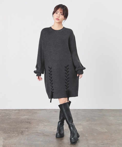 Honeys（ハニーズ） ワンピース レースアップニットワンピ : ZOZOTOWN