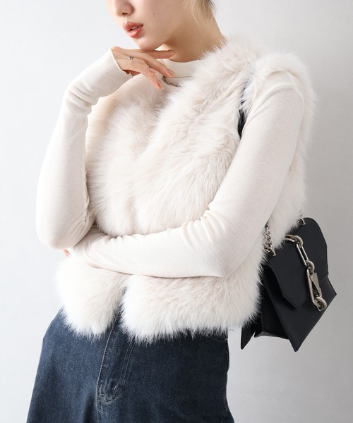 SpRay（スプレイ） ベスト ジレ エコファーショートベスト レディース