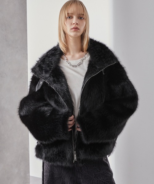 Loose（ルース） ブルゾン アウター ベルトデザインハイネックファー