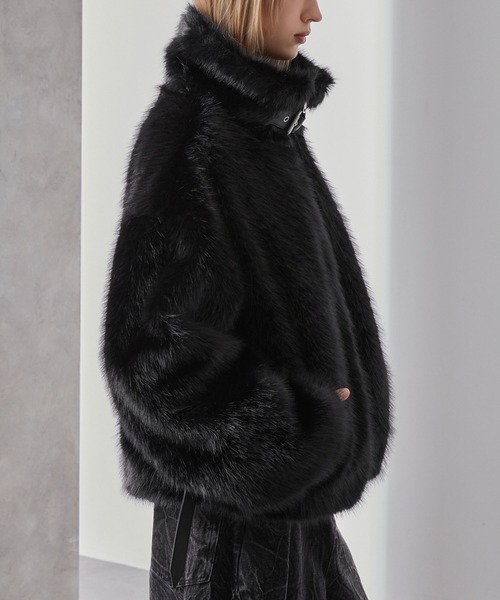 Loose（ルース） ブルゾン アウター ベルトデザインハイネックファー