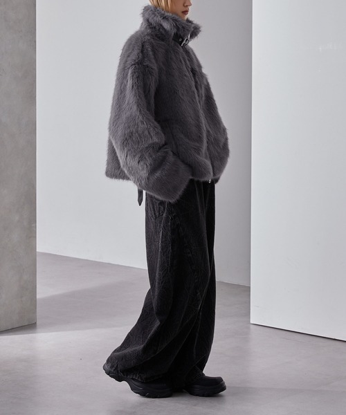 Loose（ルース） ブルゾン アウター ベルトデザインハイネックファー