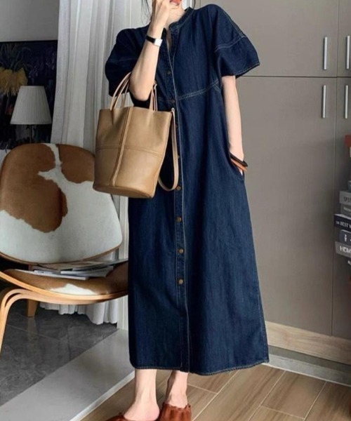 「FAVORITO」 ノースリーブワンピース X-LARGE ダークブルー レディース_画像3