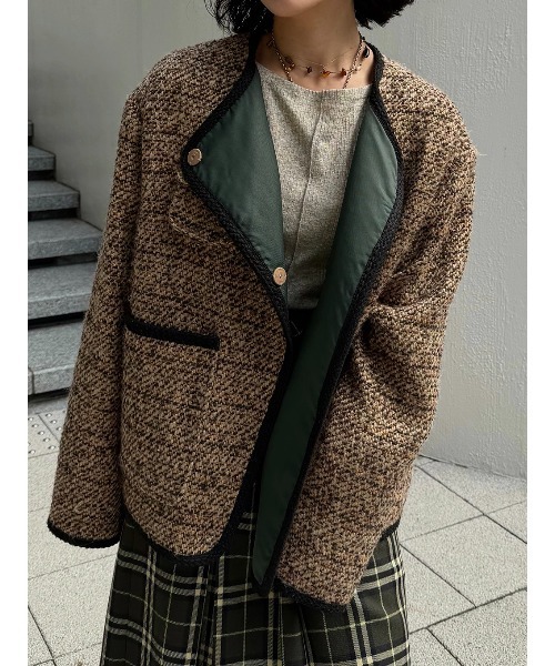 ELCHELE エルチェレ　ツイードジャケット ELCHELE（エルチェレ） ジャケット ノーカラージャケット JUN´S TWEED