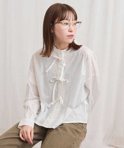 figLondon リボンシャツ fig London（フィグロンドン） ブラウス シャツ ribbon shirt