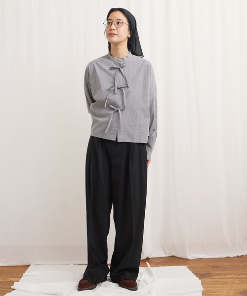 fig London（フィグロンドン） ブラウス シャツ ribbon shirt