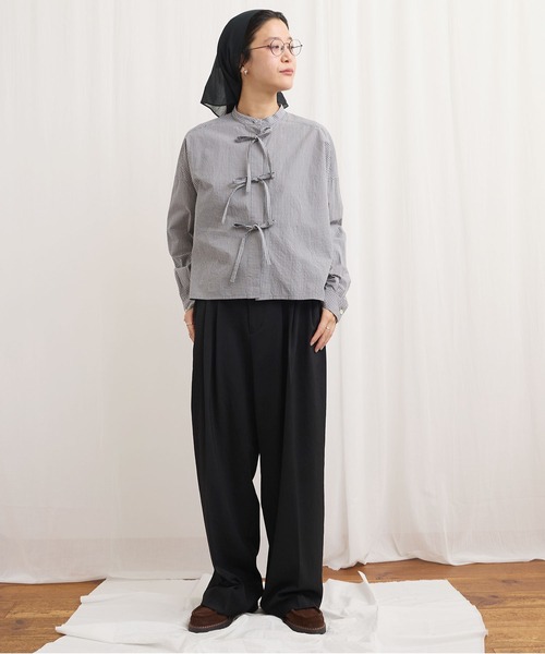 シャツ/ブラウス(長袖/七分) fig London typewriter ribbon BL fig London（フィグロンドン）の「typewriter ribbon BL（シャツ