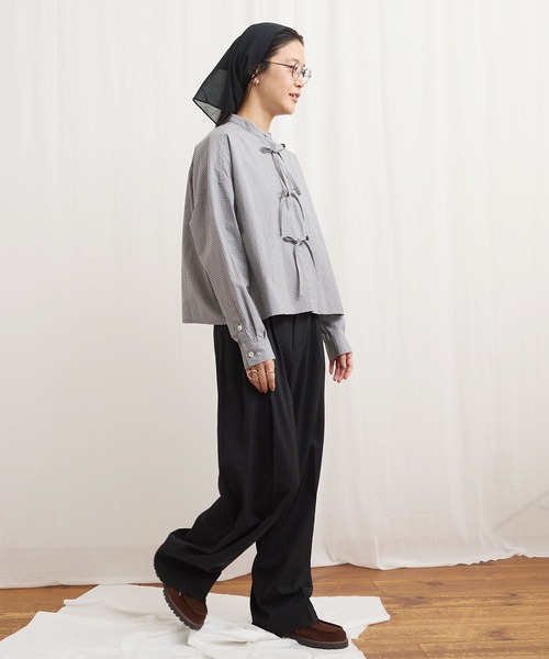 fig London（フィグロンドン） ブラウス シャツ ribbon shirt