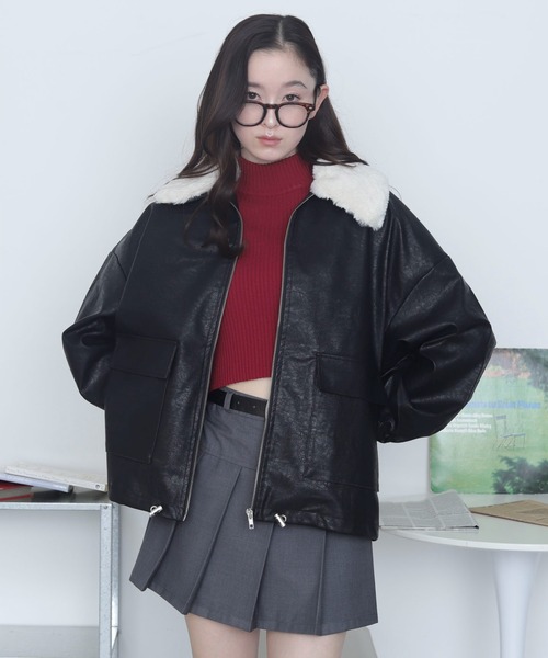 WEGO（ウィゴー） レザージャケット ライダース ファー襟付きPU