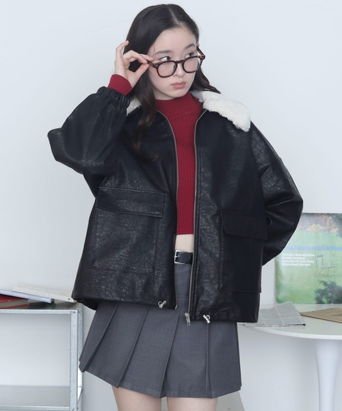 レザーカーコート　ブラックレザージャケット ファー襟付き　ヴィンテージ WEGO（ウィゴー） レザージャケット ライダース ファー襟付きPU