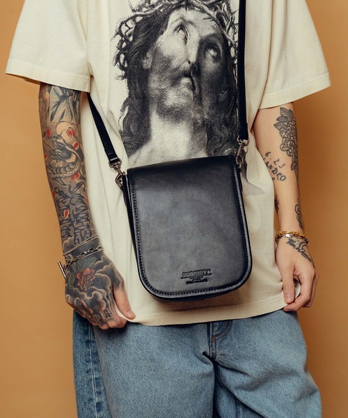 パフショルダーカット Subciety（サブサエティ） ショルダーバッグ Leather mini hunting bag
