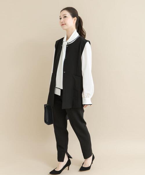 セットアップ 「WEB/一部店舗限定」「SHORT/TALLサイズあり」ペプラムジレ+テーパードパンツ レディースの画像
