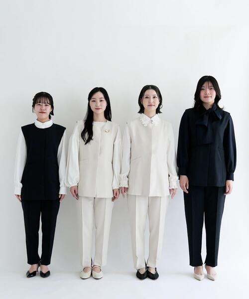 セットアップ 「WEB/一部店舗限定」「SHORT/TALLサイズあり」ペプラムジレ+テーパードパンツ レディースの画像