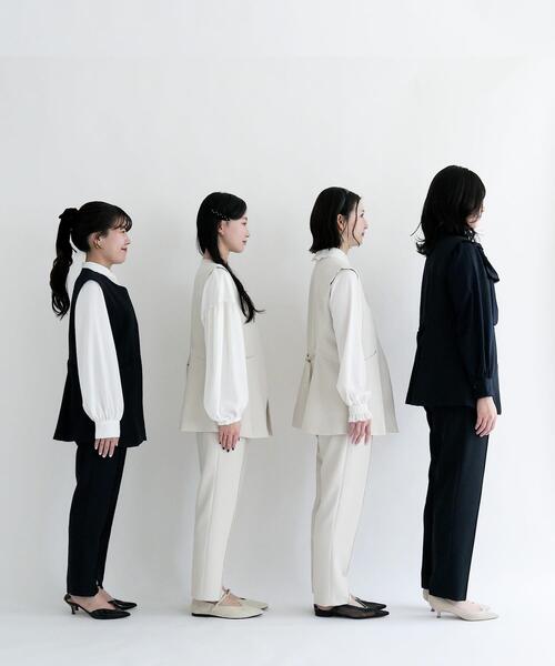 セットアップ 「WEB/一部店舗限定」「SHORT/TALLサイズあり」ペプラムジレ+テーパードパンツ レディースの画像