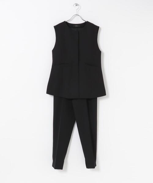 セットアップ 「WEB/一部店舗限定」「SHORT/TALLサイズあり」ペプラムジレ+テーパードパンツ レディースの画像