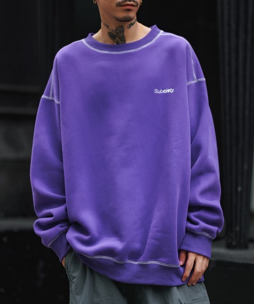「Subciety」 スウェットカットソー X-LARGE パープル メンズ_画像5