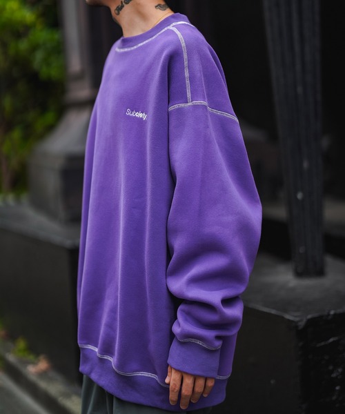 「Subciety」 スウェットカットソー X-LARGE パープル メンズ_画像6
