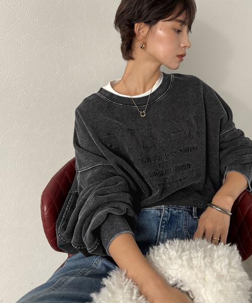 「classicalelf」 スウェットカットソー LARGE ブラウン レディース_画像5