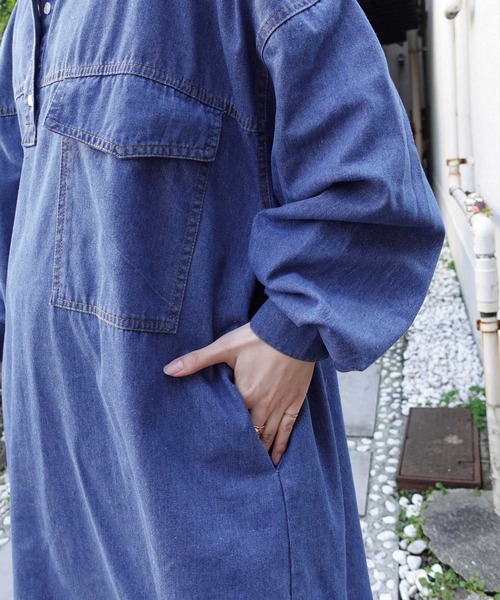 CORNERS by KR」 シャツワンピース L ライトブルー レディース