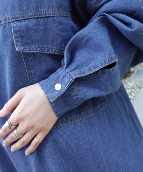 CORNERS by KR」 シャツワンピース L ライトブルー レディース