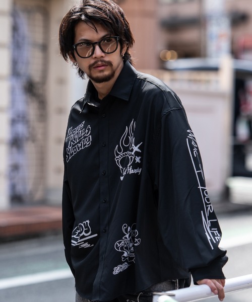 「Ed Hardy」 長袖シャツ M ブラック メンズ_画像7