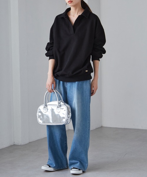 「RANAN」 長袖カットソー L-XL ブラック レディース_画像5