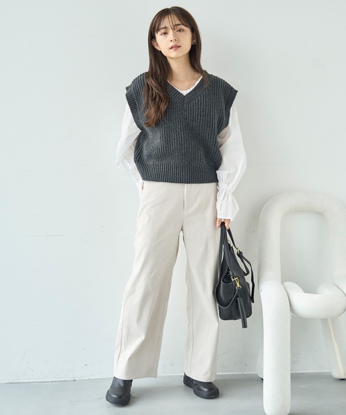 「mil」 コーデュロイパンツ - グレイッシュベージュ レディース_画像6