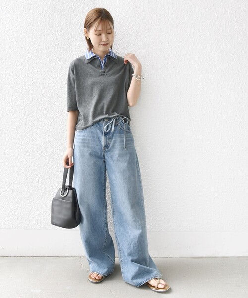 「SHIPS」 半袖ニット ONE SIZE ダークグレー レディース_1