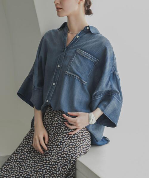 ハーフスリーブデニムシャツ ブラウス シャツ ハーフスリーブデニムシャツ レディース : ZOZOTOWN