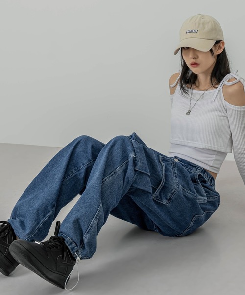 「FOLLOWIN」 カーゴパンツ LARGE ブルー メンズ_画像2