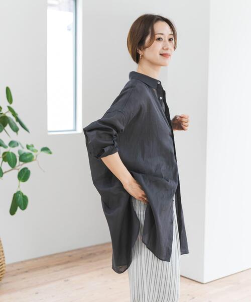 ブラウス シャツ 「WEB/一部店舗限定カラー」ラミーコットンビックシャツ レディースの画像