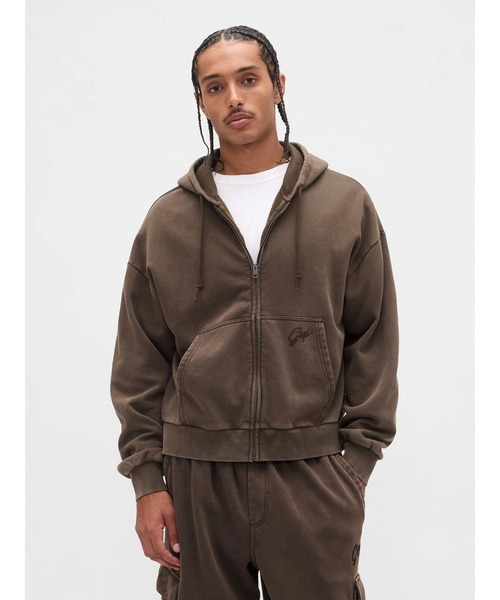 GAP ブラウン ジップアップパーカー GAP（ギャップ） ジップアップパーカー M ブラウン メンズ : ZOZOTOWN