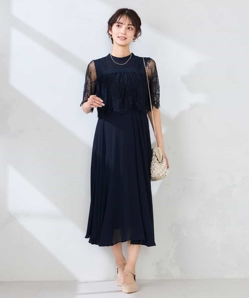 ワンピース 「結婚式/お呼ばれに」レースドッキングワンピースの画像