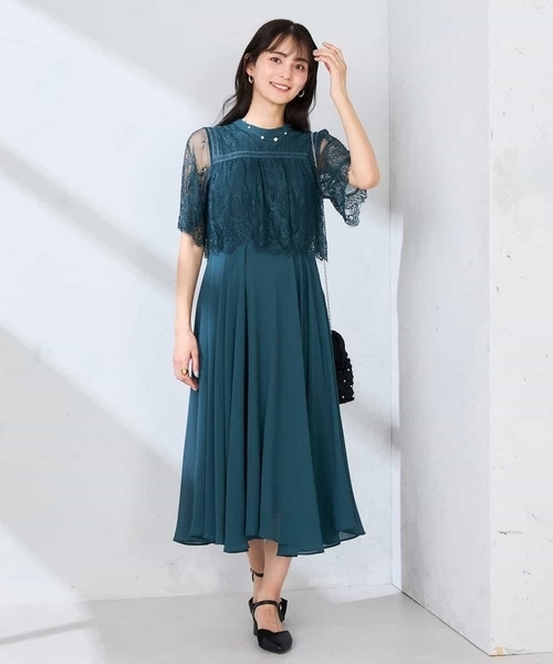 ワンピース 「結婚式/お呼ばれに」レースドッキングワンピースの画像