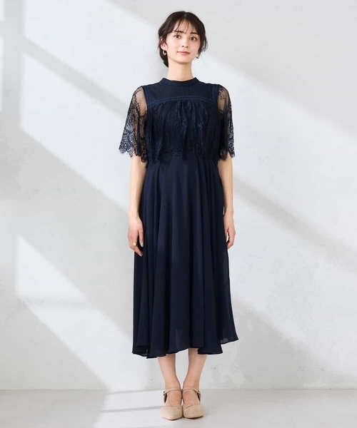 ワンピース 「結婚式/お呼ばれに」レースドッキングワンピースの画像