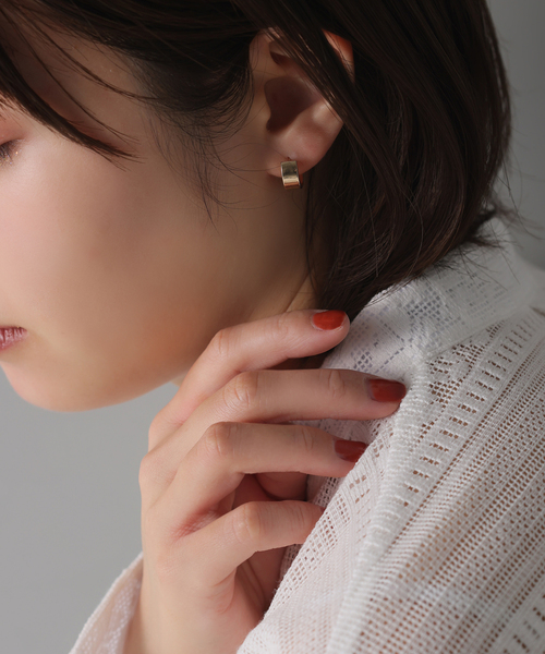 ピアス 12mmボートフープピアス K10（両耳） レディースの画像