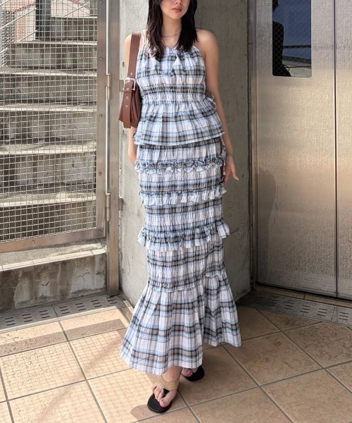 MOUSSY（マウジー） ロング スカート 「セットアップ対応」PLAID